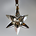 Asfour Crystal Suspended Star Pendant - CRYSTAL SATIN SUNCATCHER with Silver Cap and white ribbon