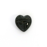 Gemstone Flat Back Carved Scarab - Heart 15x14MM BLACK OBSIDIAN