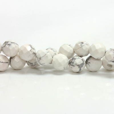 Gemstone Bead - Faceted Round 10MM WHITE HOWLITE