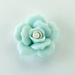 Ceramic Flat Back Flower - Rose 27MM BLUE with WHITE