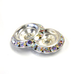 Czech Rhinestone Rondelle Shrag Rivoli Back Setting - Round 20MM outside with 14mm Recess CRYSTAL AB-SILVER