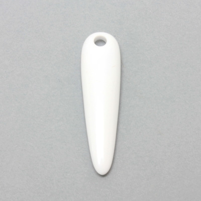 Plastic Pendant - Opaque Color Smooth Pear 46x12MM CHALKWHITE