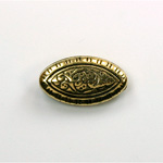 Metalized Plastic Engraved Bead - Fancy Oval 20x12MM ANT GOLD