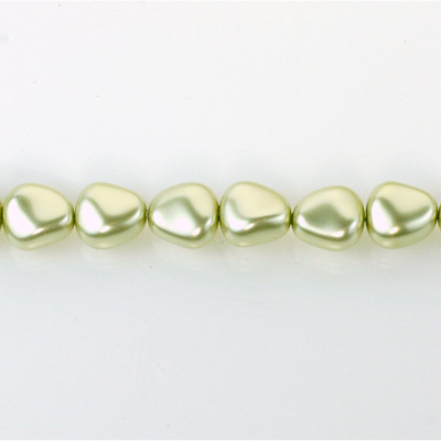Czech Glass Pearl Bead - Potato 11x9.5MM LT OLIVE 70457