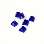 Glass High Dome Foiled Cabochon - Square 04x4MM SAPPHIRE