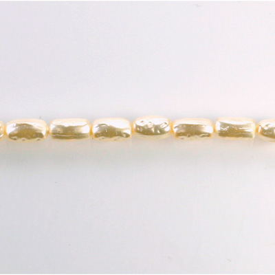 Czech Glass Pearl Bead - Biwa 07x4MM CREME 70414