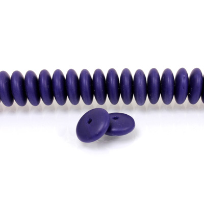 Czech Pressed Glass Bead - Smooth Rondelle 8MM MATTE DARK BLUE