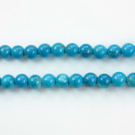 Gemstone Bead - Smooth Round 1.5MM Diameter Hole 06MM HOWLITE DYED TURQUOISE