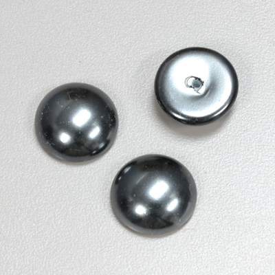 Glass Medium Dome Pearl Dipped Cabochon - Round 16MM DARK GREY