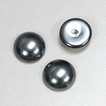 Glass Medium Dome Pearl Dipped Cabochon - Round 16MM DARK GREY