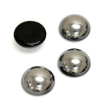 Glass Medium Dome Cabochon - Round 14MM Metallic Coated HEMATITE