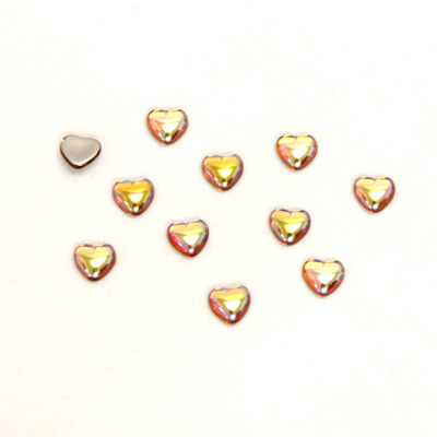 Glass Medium Dome Foiled Cabochon - Heart 04x4MM TOPAZ AB