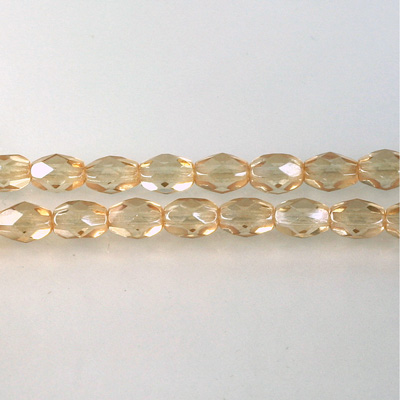 Czech Glass Fire Polish Bead - Oval 07x5MM LUMI COATED LT TOPAZ