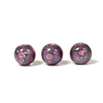 Czech Glass Lampwork Bead - Smooth Round 10MM Flower PINK ON PURPLE (20086)