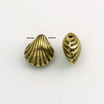 Metalized Plastic Engraved Bead - Shell 13x12MM ANT GOLD