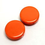 Plastic Bead - Opaque Color Smooth Flat Round 22MM BRIGHT TANGERINE