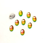 Glass Medium Dome Foiled Cabochon - Coated Oval 06x4MM IRIDIS