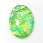 Plastic Flat Back Cabochon - Oval 40x30MM GREEN OPAL