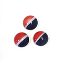 Glass Medium Dome Cabochon - AMERICANA Round 09MM STRIPED - RED,WHITE, BLUE