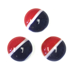 Glass Medium Dome Cabochon - AMERICANA Round 15MM STRIPED - RED,WHITE, BLUE