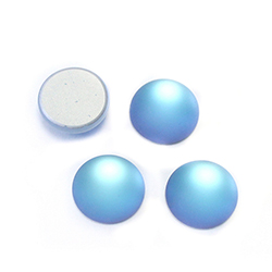 Glass Medium Dome Foiled Cabochon - Coated Round 13MM MATTE HELIO BLUE