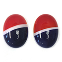 Glass Medium Dome Cabochon - AMERICANA Oval 25x18MM STRIPED - RED,WHITE, BLUE