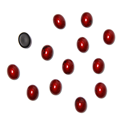 German Glass Medium Dome Cabochon -Oval 08x6MM Enamel Coated RED