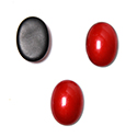 German Glass Medium Dome Cabochon - Oval 18x13MM Enamel Coated RED