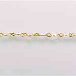 Linked Bead Chain Rosary Style with Glass Fire Polish Bead - Round 3MM CRYSTAL AB-GOLD