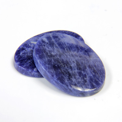 Gemstone Flat Back Single Bevel Buff Top Stone - Oval 25x18MM SODALITE