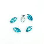 Plastic Point Back Foiled Stone - Navette 10x5MM AQUA