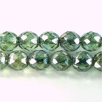 Czech Glass Fire Polish Bead - Round 10MM LUMI COATED GREEN