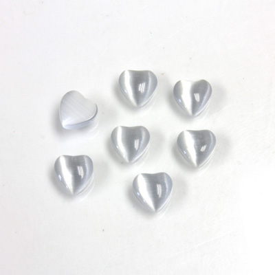 Fiber-Optic Cabochon - Heart 06MM CAT'S EYE LT GREY