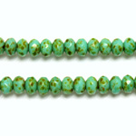 Czech Glass Fire Polish Bead - Rondelle Donut 05x3MM TURQUOISE with DIFFUSION