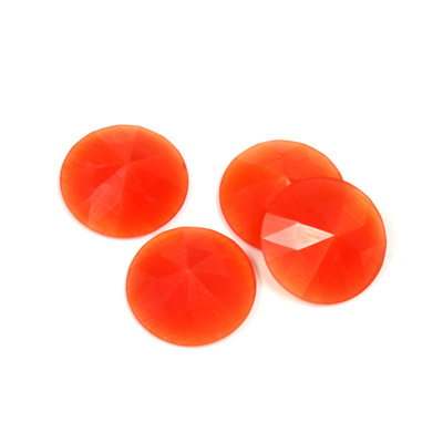 Fiber-Optic Flat Back Cabochon - Rauten Rose Round 13MM CAT'S EYE ORANGE