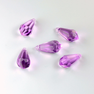 German Plastic Pendant - Transparent Faceted Drop 13x6 LT AMETHYST