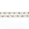 Linked Bead Chain Rosary Style with Crystal Bead - Bicone 4MM CRYSTAL-Brass