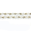 Linked Bead Chain Rosary Style with Crystal Bead - Bicone 4MM CRYSTAL-Brass