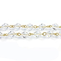 Linked Bead Chain Rosary Style with Crystal Bead - Bicone 6MM CRYSTAL-GOLD