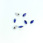 Plastic Point Back Foiled Stone - Navette 06x3MM SAPPHIRE