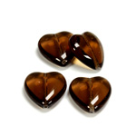 Czech Pressed Glass Bead - Smooth Heart 16x15MM SMOKE TOPAZ