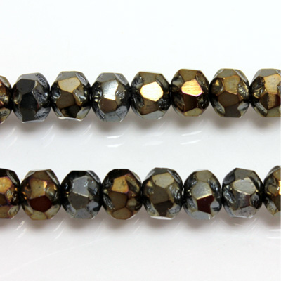 Czech Glass Fire Polished Bead - Rondelle Disc 6x5MM IRIS BROWN