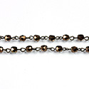 Linked Bead Chain Rosary Style with Glass Fire Polish Bead - Round 4MM ANTIQUE COPPER-ROMAN Brass OX