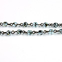 Linked Bead Chain Rosary Style with Glass Fire Polish Bead - Round 4MM BLUE TORTOISE-ROMAN Brass OX