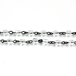 Linked Bead Chain Rosary Style with Glass Fire Polish Bead - Round 4MM MATT CRYSTAL - ROMAN Brass OX