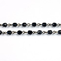 Linked Bead Chain Rosary Style with Glass Fire Polish Bead - Round 4MM MT JET-ROMAN Brass OX