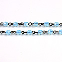 Linked Bead Chain Rosary Style with Glass Fire Polish Bead - Round 4MM OPAL AQUA-ROMAN Brass OX