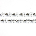 Linked Bead Chain Rosary Style with Glass Fire Polish Bead - Round 6MM CRYSTAL-ROMAN Brass OX