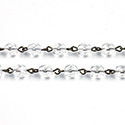 Linked Bead Chain Rosary Style with Glass Fire Polish Bead - Round 6MM CRYSTAL-ROMAN Brass OX