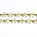 Linked Bead Chain Rosary Style with Glass Fire Polish Bead - Round 6MM LT TOPAZ-ROMAN Brass OX